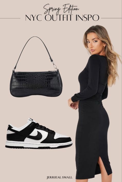 How To Dress Nike Dunks, Nike Panda Dunks Outfit Work, Nike Dunks And Dress Outfit, Nike Dunk Dress Outfit, Nike Dunk Low Outfit Dress, Nike Dunk With Dress, Nike Dunks Dress Outfit, Nike Panda Dunks Outfit Black Woman, Panda Dunks With Dress