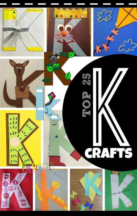 TOP 25 Letter K Crafts - so many fun, creative, and unique alphabet crafts for both uppercase and lowercase letter k. Perfect for letter of the week unit for toddler, preschool, prek, and kindergarteners #preschool #kindergarten #alphabet Letter K Crafts For Preschoolers Kite, Letter K Kindergarten Activities, Letter K Ideas For Preschool, K Art Preschool, K Letter Craft Preschool, K Is For Craft Preschool, K Letter Craft, K Letter Activities For Preschoolers, The Letter K Preschool