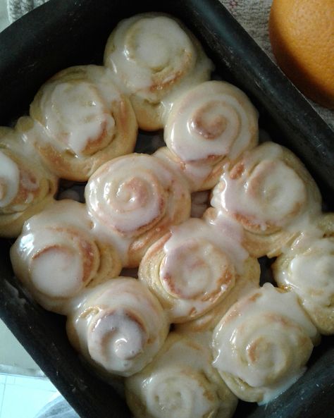 Buttery Orange Sweet Rolls Sweet Orange Rolls, Sourdough Orange Rolls, Sweet Orange Rolls Katie Lee, Krispy Kreme Copycat Recipe, Frosted Orange Rolls, Donut Dough, Lemon Sweet Rolls, Baking Breakfast, Make Your Own Buttermilk