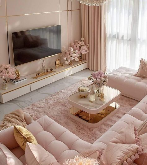 Neutral Color Living Room Ideas Cozy, Modern Feminine Decor, Girly Living Room Ideas, Girly Living Room, Feminine Apartment, Stylish Living Room Ideas, Feminine Living Room, Dreamy Living Room, Romantic Living Room