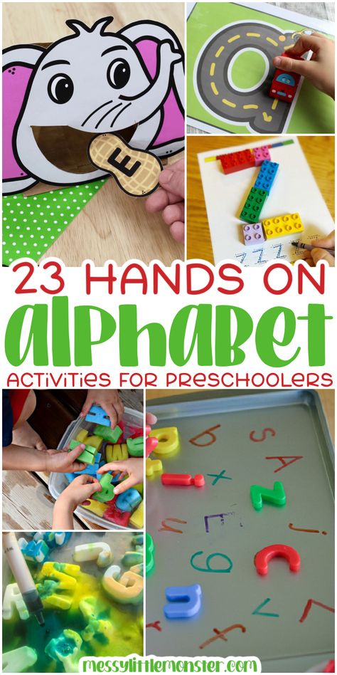 Hands-On Alphabet Activities for Kids Alphabet Cognitive Activities, Letter Id Activities Preschool, Letter Hands On Activities, 1st Grade Alphabet Activities, Letter Art Activities For Preschool, Alphabet Sequence Activities, Language And Literacy For Preschoolers, Preschool Early Literacy Activities, Literacy Crafts Preschool