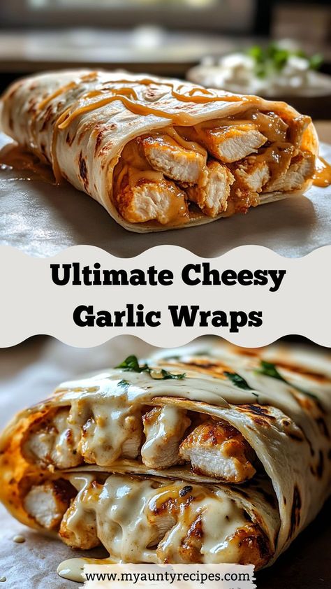 Discover the ultimate recipe for Cheesy Garlic Chicken Wraps that combines tender chicken, gooey cheese, and a delightful garlic flavor in every bite. These wraps are simple to make and perfect for lunch or dinner, and they are sure to satisfy your cravings! Easy Dinner Recipes Wraps, Chicken Wrap Dinner Ideas, Chopped Chicken Wrap, Grilled Chicken Wraps Easy, Cheesy Chicken Wraps Recipes, Crispy Chicken Wraps Recipes, Best Chicken Wrap Recipes, Picky Husband Dinners, Grilled Chicken Wrap Ideas