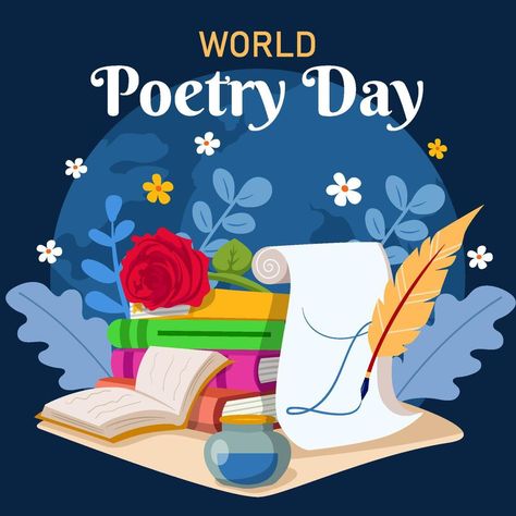 Happy World Poetry Day Concept Poetry Competition Poster, Poetry Day Ideas, World Poetry Day, Poetry Day, Art And Craft Videos, Madhubani Art, Creative Poster, Random Ideas, Life Thoughts