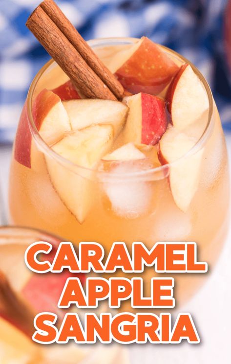 Salted Caramel Sangria, Caramel Apple Sangria 4 Ingredients, Apple Pie Sangria Recipe Caramel Vodka, Caramel Apple Pie Sangria, Fall Brunch Drinks Alcoholic, Apple Wine Cocktails, Caramel Apple Vodka Punch, Caramel Vodka Sangria, Candy Apple Sangria