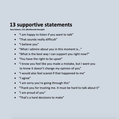 Supportive Statements For Friends, Ways To Support Your Partner, I Feel Statements Relationships, Supportive Statements, Deep Conversation Topics, He Wants Me, Communication Relationship, Relationship Lessons, Relationship Therapy