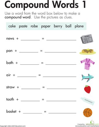 Worksheets: Word Addition: Compound Words 1 Spin A Word, Compound Nouns, 2nd Grade Reading Worksheets, Compound Words Worksheets, Compound Words Activities, Words Worksheet, Picture Clues, Nouns Worksheet, Dysgraphia