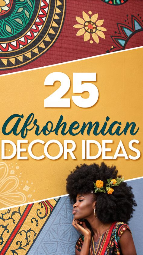 Discover the vibrant world of Afrohemian decor! Blend African-inspired patterns with bohemian flair to create a unique, culturally rich living space. Perfect inspiration for those seeking to celebrate heritage with style! ✨🌺 African Entryway Ideas, African Style Bedroom Ideas, African Boho Decor, African Kitchen Design, Afrohemian Decor Living Room, Afrobohemian Home Decor, African Bathroom Decor Ideas, African Colonial Style, Afro Bohemian Style Decor