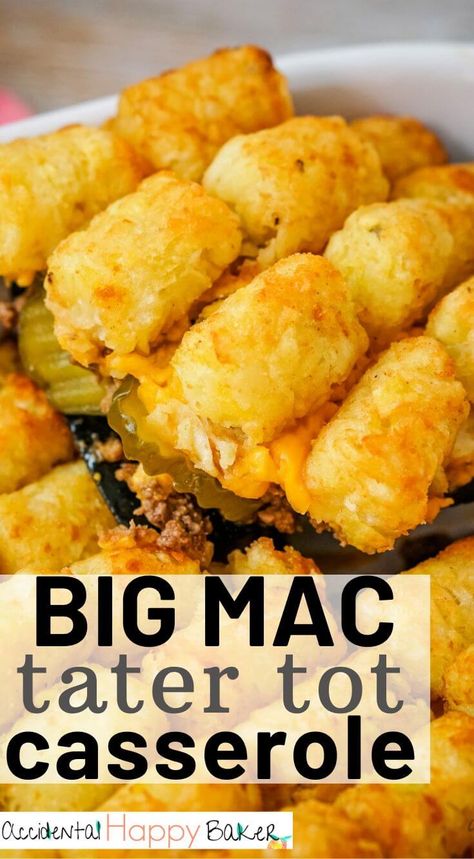 Big Mac Tater Tot casserole has all the flavors of that iconic burger combo complete with hamburger, special sauce, pickles, and melted cheese. It’s topped off with crispy tater tots for an easy weeknight dinner your whole family will love! Tator Tots Casserole Hamburger, Big Mac Tater Tot Casserole, Casserole Hamburger, Bic Mac, Budget Lifestyle, Easy Tater Tot Casserole, Struggle Meals, Cheeseburger Tater Tot Casserole, Tater Tot Recipes