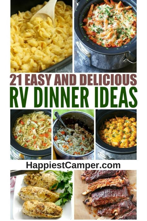 Easy RV Dinners - 21 Easy and Delicious RV Dinners - Make in a Crock Pot or Instant Pot from your RV Rv Dinner Ideas, Camping Meal Planning, Rv Camping Tips, Camping Dinners, Easy Camping Meals, Campfire Food, Tater Tots, Campfire Cooking, Easy Camping