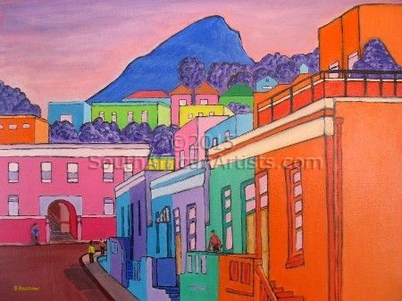 Town Reference, South Africa Art, South Africa Map, Bo Kaap, Art In The Park, Travel Art Journal, Art 2024, Painting Words, South African Artists