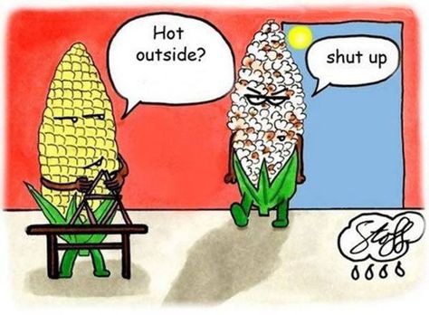 hot outside shut up popcorn Warm Weer Humor, Funny P, Spanish Jokes, Hot Outside, Corny Jokes, Humor Videos, Clean Humor, Funny Bunnies, Jackson Hole