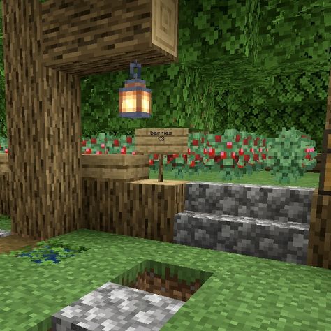 Minecraft Berry Farm Ideas, Glowberry Minecraft, Minecraft Berry Farm, Glowberry Farm Minecraft, Glow Berry Farm Minecraft, Minecraft Glowberry Farm, Minecraft Sweet Berries Farm, Cherry Wood Barn Minecraft, Tree Farm Minecraft