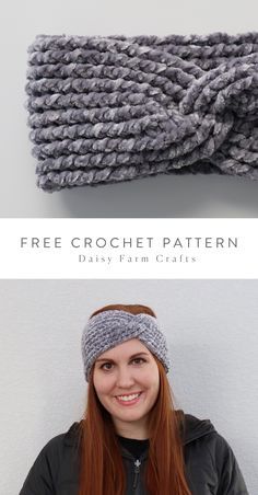 Crochet Ear Warmer Free Pattern, Crochet Ear Warmer Pattern, Daisy Farm, Crochet Headband Pattern Free, Headband Crafts, Crochet Friends, Knit Headband Pattern, Crochet Bandana, Crochet Twist