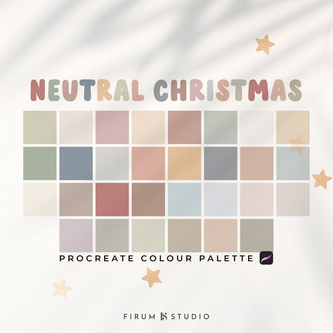 Procreate Christmas, Christmas Procreate, Procreate Palettes, Christmas Palette, Christmas Colour Schemes, Procreate Color Palette, Christmas Color Palette, Neutral Christmas, Procreate Drawing