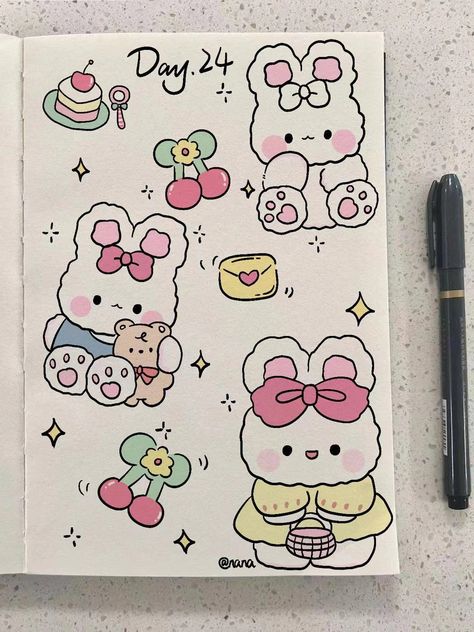 Easy Drawings Kawaii, Painting Anime, Drawing Ideas List, Cute Easy Doodles, Easy Doodles, Images Kawaii, Doodles Drawings, Cute Sketches, Kitty Drawing