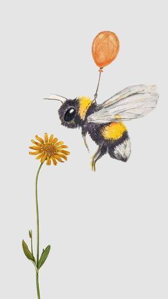 Bees And Flowers Painting, Bee Graffiti Art, Bee And Flower Drawing, Honeybee Drawing, Beams Bedroom, Cute Bee Drawing, Bumble Bee Drawing, Watercolor Bumble Bee, Painting Bees