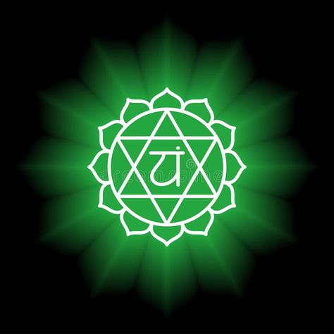 Anahata icon. The fourth heart chakra. Vector green gloss and shine. Line symbol. Sacral sign. Meditation.  vector illustration Heart Chakra Wallpaper, Heart Chakra Symbol, Meditation Vector, Chakra Images, Neon Symbol, Chakra Symbols, Mandala Design Art, Free Illustrations, Heart Chakra