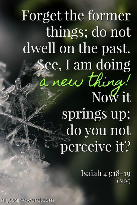 Forget the former things; do not dwell on the past. See, I am doing a new thing! Not is springs up; do you not perceive it? - Isaiah 43:18-19 (NIV) Freedom In Jesus, Pool Of Bethesda, Forget The Former Things, Dwelling On The Past, John 5, Biblical Inspiration, Biblical Verses, All Things New, Prayer Scriptures