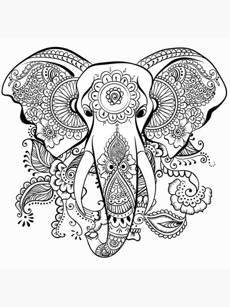 Zentangle Elephant, Elephant Coloring Page, Mandala Elephant, Elephant Drawing, Mandalas Painting, Mandalas Drawing, Mandala Coloring Books, Mandalas Design, Elephant Head