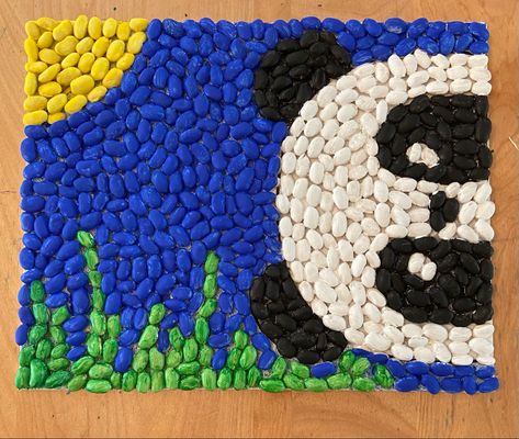 Bean Art Projects, Mosaic Kids Craft, Art And Craft Activity For Kids, Bean Mosaic Art For Kids, Bean Art For Kids, Bean Crafts For Kids, Texture Art For Kids, Crayon Mosaic, Canvas Crafts For Kids