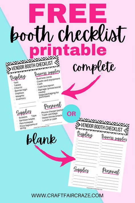 Vendor Checklist, Business Organization Printables, Cute Clipboard, Blank Checklist, Vendor Fair, Event Checklist, Businesses Ideas, Business Hacks, Free Printable Crafts