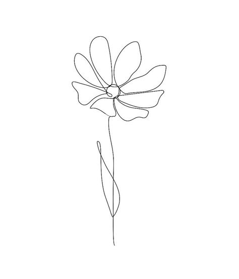 Scribble Flower Tattoo, Single Line Aster Flower Tattoo, Single Line Violet Tattoo, Cosmos Minimalist Tattoo, Tiny Cosmos Flower Tattoo, One Line Aster Flower, One Line Cosmos Flower, Continuous Line Daisy Tattoo, Minimalist Cosmos Flower Tattoo