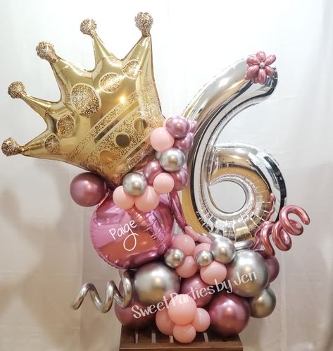 Number 6 Balloon Bouquet, 6 Balloon Bouquet, Princess Bouquet, Balloons Number, Beautiful Balloons, Baby Shower Baskets, 5 Balloons, Balloon Centerpieces