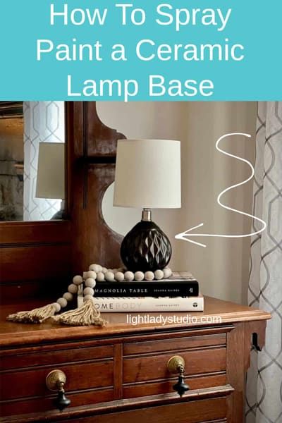 Spray Paint Ceramic Lamp, Painting Ceramic Lamp Base, Painting Ceramic Lamps, Painting A Ceramic Lamp, Painting A Lamp Base, Spray Paint Ceramic, Hollywood Glam Bedroom, Spray Paint Lamps, Lampshade Diy