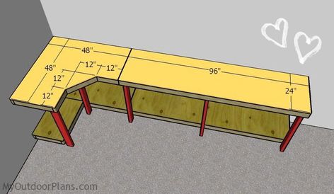 Officine In Garage, Garage Workbench Plans, Workbench Ideas, Building A Workbench, Garage Workbench, Workbench Plans Diy, Pergola Swing, Work Benches, Diy Workbench