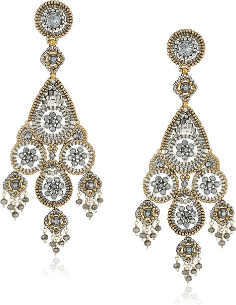 Amazon.com: Miguel Ases Large Floral Cluster and Swarovski Open Encircled Teardrop Midsection Chandelier Drop Earrings: Clothing, Shoes & Jewelry Miguel Ases Jewelry, Beading Jewelery, Bead Crochet Rope, Bead Work Jewelry, Earn Cash, Bead Crochet, Bead Jewellery, Seed Bead Jewelry, Bijoux Diy