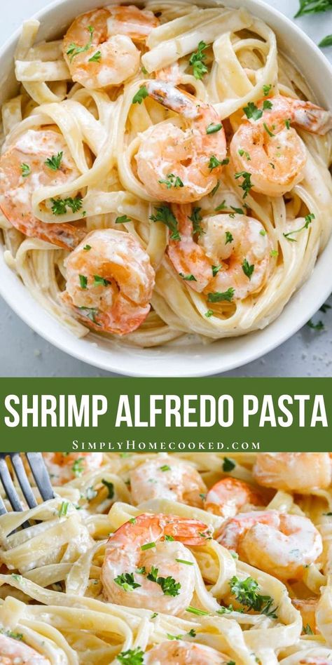 Shrimp Alfredo Pasta is so creamy and rich, your whole family will love it. Made with garlic, cheese, and cream, this delicious shrimp pasta dish is always a favorite. Shrimp Fettucini Alfredo Recipe Easy, Crockpot Shrimp Alfredo Slow Cooker, Fettucini Alfredo With Shrimp, Creamy Shrimp Alfredo, Shrimp Alfredo Pasta Recipes, Easy Shrimp Alfredo, Shrimp Pasta Dishes, Alfredo Recipes, Shrimp Alfredo Recipe