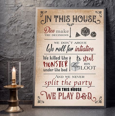 Dnd Poster, Dnd Decor, Dnd Room, Dnd Gifts, Fantasy Items, Dungeon Master Gifts, Dnd Gift, Play Poster, Monster Under The Bed