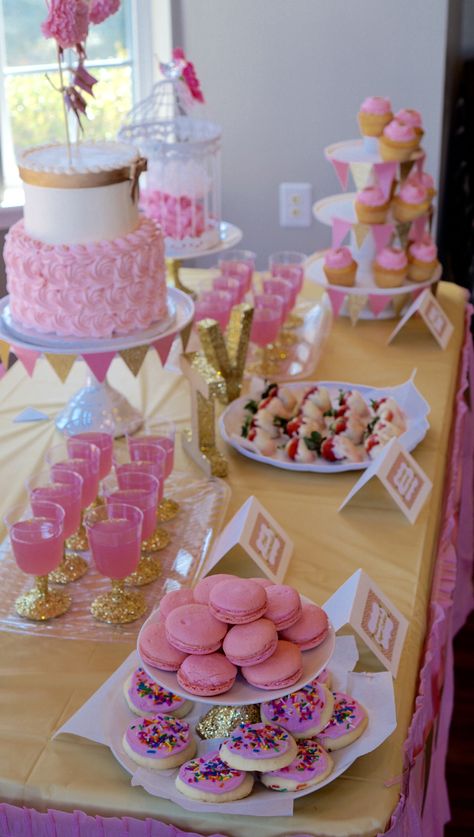 Pink Princess Dessert Table, Pretty In Pink Dessert Table, Treats For Party Table, Princess Dessert Table Ideas, Barbie Theme Dessert Table, Diy Dessert Table Birthday, Pink Treat Table Ideas, Princess Party Dessert Table, Barbie Dessert Table Ideas