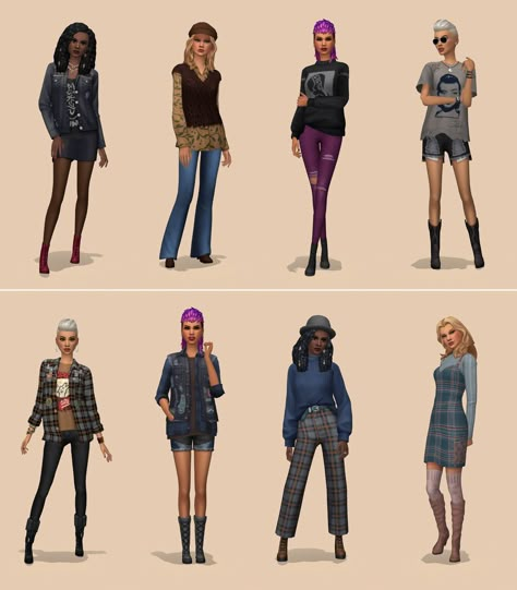 Netz-à-porter – outfits ready to wear for your sims (no CC required) - Page 24 — The Sims Forums Sims No Cc, Sims 4 Base Game Outfits Ideas, Sims 4 No Cc, 2000 Outfits, Sims 4 House Building, Outfits 2000s, Free Sims 4, Sims 4 Characters, Sims Four