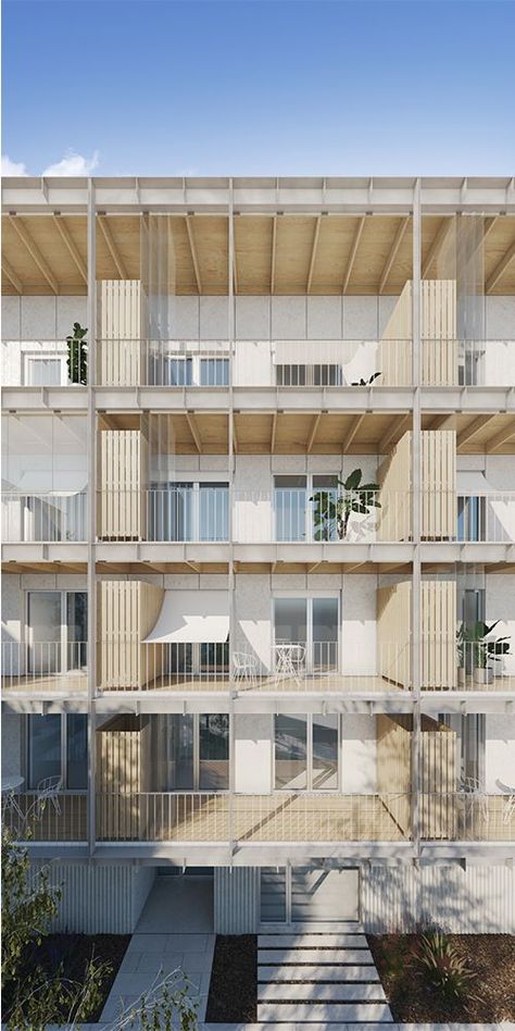 Balcony House Ideas, Collective Housing Architecture, Socialized Housing, Social Housing Architecture, Co Housing, Public Housing, Collective Housing, Apartment Exterior, Multifamily Housing