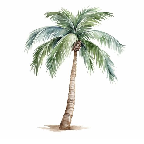 Simple Palm Tree Painting, Vintage Palm Tree Illustration, Palmier Aesthetic, Painted Palm Trees, Palm Tree Clip Art, Palm Tree Aesthetic, Palm Tree Watercolor, Tree Watercolour, Palm Tree Illustration