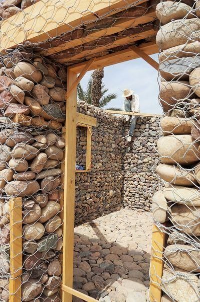 Building A Stone Wall, Gabion Walls, Earth Building, Eco Construction, Stone Cabin, Earth Sheltered Homes, Earth Bag Homes, Stone Buildings, Mud House