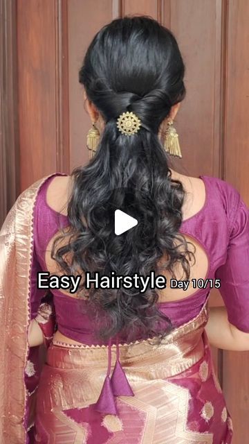 Enthralling_Care on Instagram: "Day 10/15 of Wedding Guests Hairstyles with @enthralling_care . . The wedding season is about to start in India. So,this is going to be your ultimate destination for hairstyles. Stay tuned and enjoy the reels😊 . . . #hairstyles #hairstyletutorial #hairupdostyle #hairupdo #weddinguesthairstyle #weddinguestshairtutorial #ınstgram #reelforrheweddingseason #weddingseason #weddingseason2023❤️ #ᴡᴇᴅᴅɪɴɢsᴇᴀsᴏɴ2023" Hairstyle For Function For Women, Women Simple Hairstyle, Open Hair Saree Look, Indian Hairstyles For Saree Step By Step, Hairstyle Indian Wedding Guest, Hair Styles For Sarees Indian Wedding, Simple Haïr Style For Wedding Guest, Hairstyles Simple For Wedding, Simple Haïr Style For Saree