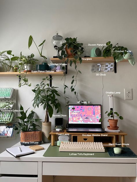 Desk space | Study Space | Desk Setup | White Desk #studysetup #desksetup #deskgoals #deskspace Cozy Desk, Study Desk Decor, Green Desk, Desk Inspiration, Office Room Decor, Bedroom Desk, Study Room Decor, Desk Ideas, Room Desk