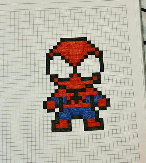 Graph Drawings, Spiderman Pixel Art, Spiderman Art Sketch, Graph Paper Drawings, Easy Pixel Art, Pixel Art Templates, Pixel Drawing, Pix Art, Pixel Art Grid