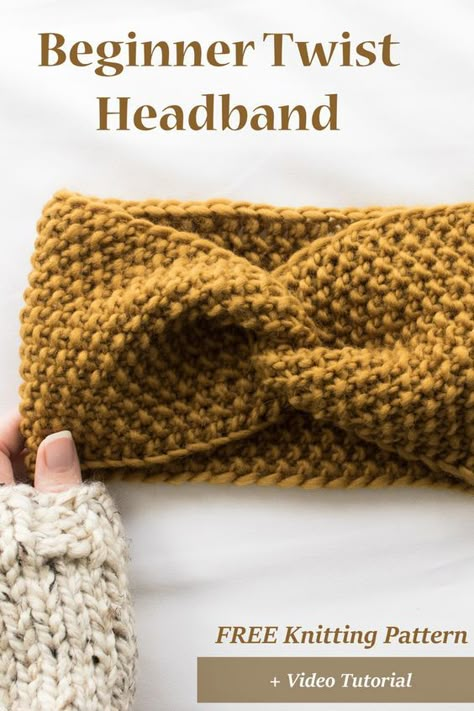 How To Knit Headband Ear Warmers, Seed Stitch Knit Headband, How To Knit Headband, Wool Headband Pattern, Twisted Headband Pattern Knit, Knit Earwarmer Pattern, Knit Crochet Headband, Easy Knitting Patterns Free Beginner Scarves, Knitting Patterns Free Headband