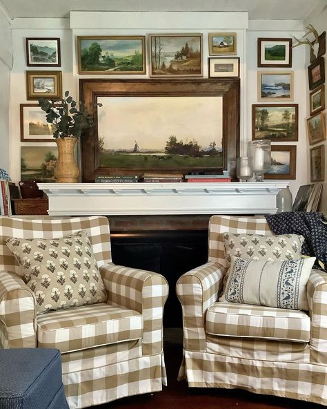 Fireplace Gallery Wall Ideas, Gallery Wall Above Mantle, English Gallery Wall, Fireplace Gallery Wall, Large Art Gallery Wall, Gallery Wall Above Fireplace, Eclectic Gallery Wall Ideas Living Room, Gallery Wall Fireplace, Billy Bookshelves