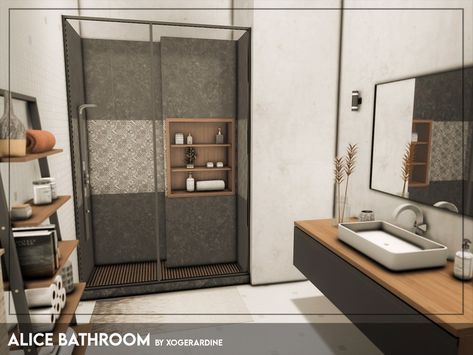 The Sims Resource - Alice Bathroom (TSR only CC) Sims 4 Modern Bathroom Cc, Sims Bathroom, Sims 4 Rooms, Living Room Sims 4, Sims4 House, Sims 4 Cc Furniture Living Rooms, Sims 4 Beds, The Sims 4 Lots, Furniture Cc