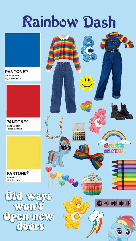 Rainbow Dash Outfit Ideas, Rainbow Dash Inspired Outfits, My Little Pony Inspired Outfits, Mlp Inspired Outfits, Rainbow Dash Outfit, Character Dress Up Day, Iris Cabin, Disney Oc, Pony Costume