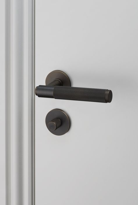 DOOR LEVER HANDLE / SMOKED and KEY ESCUTCHEON / SMOKED BRONZE by Buster + Punch. Ironmongery Door Handle, Buster And Punch Handles, Modern Door Handle, Vintage Door Handles, Black Door Hardware, Loft Door, Door Handle With Lock, Bronze Door Handles, Door Handles Vintage