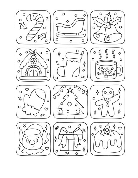 Christmas Cute Coloring Pages, Christmas Pictures To Color Printable, Kids Christmas Coloring Pages Printable, Easy Christmas Coloring Pages, Christmas Patterns Free Printable, Free Christmas Printables For Kids, Cute Christmas Doodles, Christmas Memory Game, Christmas Printables Free