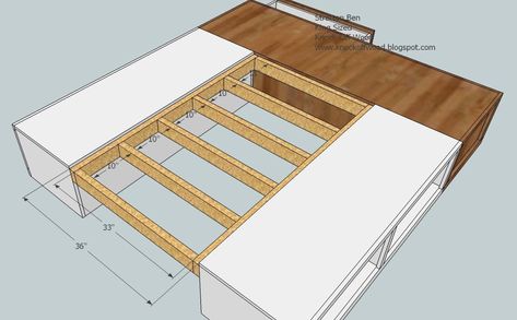 Diy Storage Bed, Diy Platform Bed, King Storage Bed, Lit King Size, Diy Bed Frame, Water Bed, King Size Bed Frame, Bed Plans, King Bed Frame