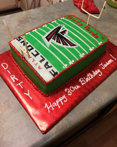 Atlanta Falcons birthday cake. Falcons Birthday Party Ideas, Atlanta Falcons Cake, Falcons Cake, Happy Birthday Football, Cake Decorating Party, Birthday Football, Cars Cake, Birthday Sheet Cakes, Mens Birthday