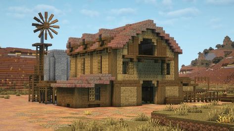 Rustic Minecraft Builds, Minecraft Western Town, Minecraft Western Builds, Large Minecraft Builds, Minecraft Sawmill, Western Minecraft Builds, Wild West Minecraft, Minecraft Terraforming, Minecraft Barn