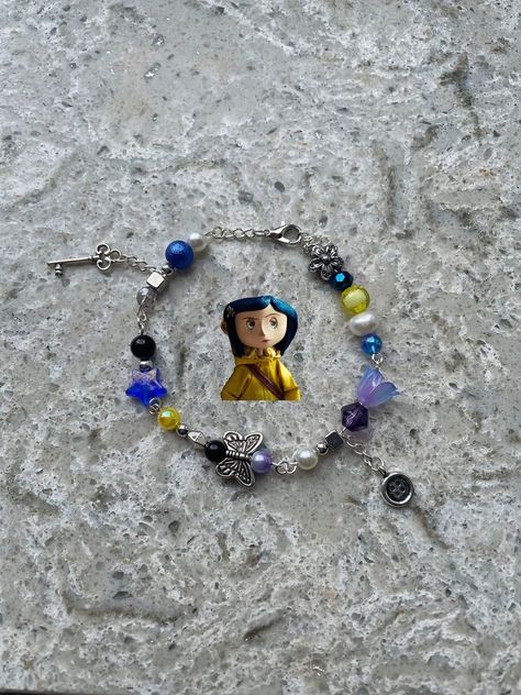 Coraline Beaded Bracelet, Coraline Gift Ideas, Coraline Merchandise, Coraline Jewelry, Coraline Merch, Coraline Bracelet, Fairycore Bracelet, Jewellery Homemade, Wybie Lovat